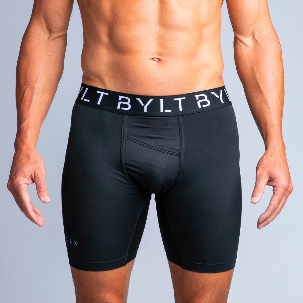 NWT BYLT Men's  Solid Flex Boxer Briefs MP0 Black